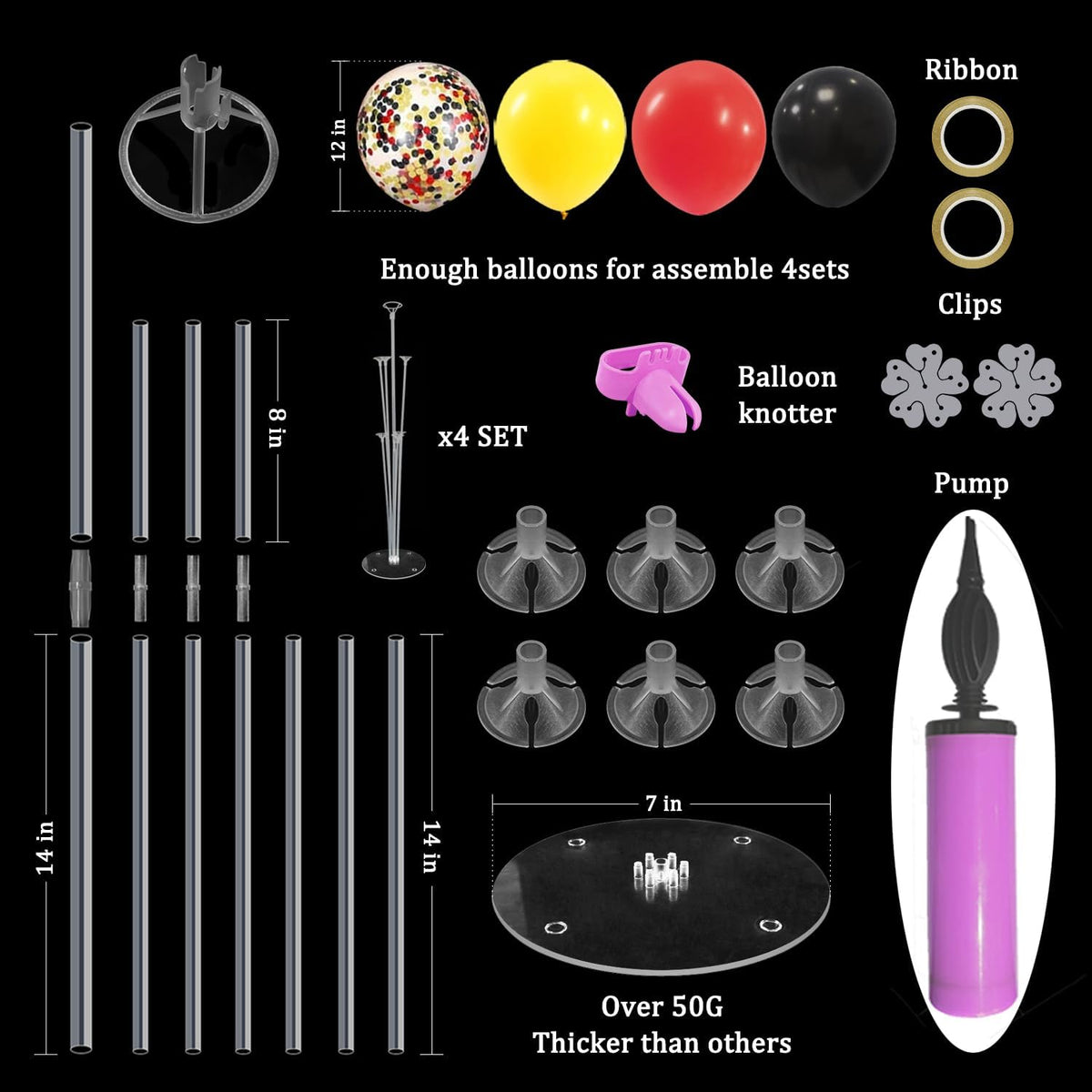 Red Yellow and Black Balloon Stand Centerpiece Table Decorations for Mouse Birthday Movie Night Party Decorations(Red yellow black set4)