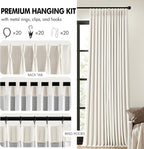 MIULEE Beige White Pinch Pleated 100% Blackout Linen Curtains 40x63 Inches | - Image 8