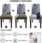 JQinHome Pattern Chair Covers for Dining Room Set of 4, High Stretch Removable Washable Parsons Chair Slipcover for Home Party Hotel Wedding Ceremony (White Grey,4PCS)