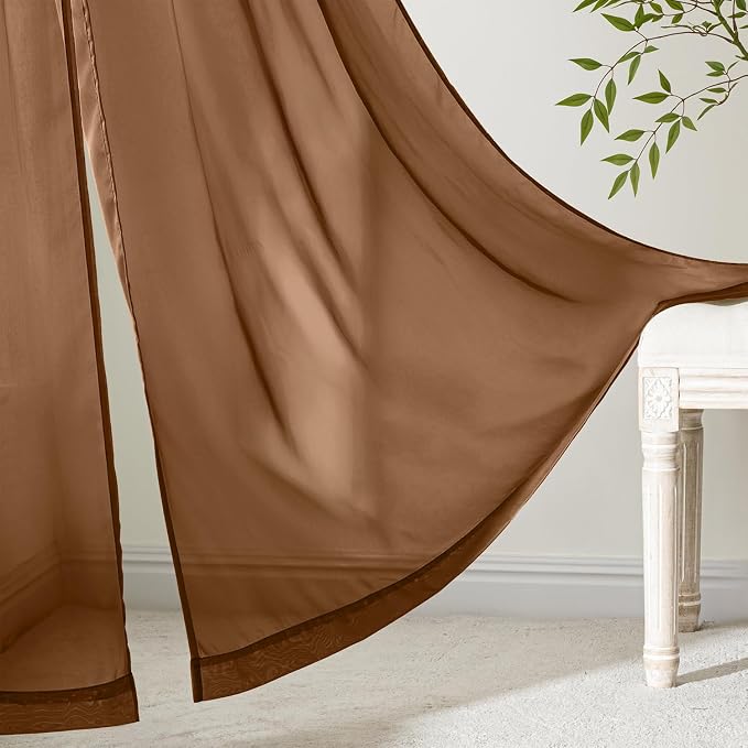 MIULEE Dark Brown Sheer Curtains 72 Inches Long 4 Panels 42 x 72 Inches | Light - Image 6