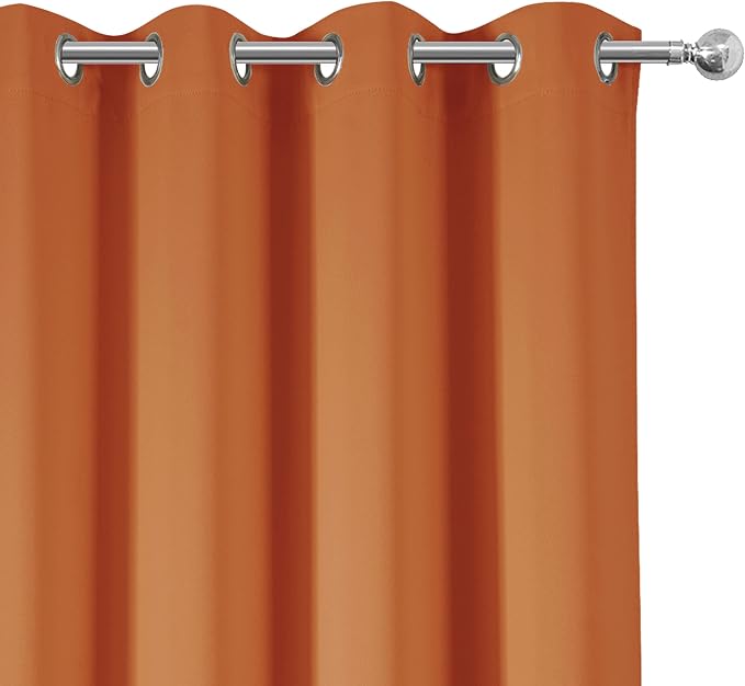 Orange Blackout Curtains 66 x 63 Inch Length/Set of 2 Curtain Panels/Thermal - Image 7