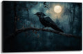 Crow Picture Wall Art Black Crow Canvas Prints Vintage Halloween Decoration Gothic Raven Art Poster Dark Academia Spooky Painting Horror Picture Home Decor(Artwork-2,20"x30")