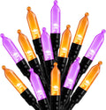 Christmas Lights Outdoor, 33FT 100 LED Mini Orange Purple Lights Plug in with 8 Modes for Outdoor Indoor Christmas Tree Lights Party Holiday Commercial Decorations, Waterproof & Connectable, 2 Pack