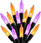 Christmas Lights Outdoor, 33FT 100 LED Mini Orange Purple Lights Plug in with 8 Modes for Outdoor Indoor Christmas Tree Lights Party Holiday Commercial Decorations, Waterproof & Connectable, 2 Pack