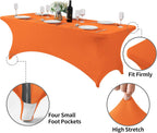 Spandex Table Cover for 8FT or 4ft or 6ft Table Universal Fitted Stretch Tablecloth for Party, Banquet, Wedding and Events-Orange