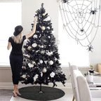 Glitter Black Tree Skirt 24 Inches Sequin Fabric Xmas Small Tree Skirt Tabletop Tree Christmas Halloween Party Ornaments