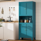 69" Tall Kitchen Pantry Cabinet, Metal Storage Cabinet with 4 Doors and Adjustbale Shelves, Freestanding Cupboards for Dining Room, Living Room, Bathroom