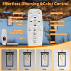 3-Color LED Outdoor Pendant Light with Remote, 3-Light 19" Large Outdoor Chandelier for Porch, Black Gold Exterior Pendant Lighting Fixtures Ceiling Mount Pendant Lantern for Patio Front Door