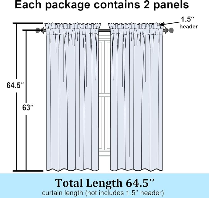 Simplebrand Hunter Green Sheer Curtains 63 Inch Length 2 Panels, Rod Pocket - Image 8