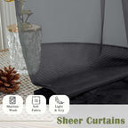 Black Sheer Curtains 96 Inches Long 2 Panels, Solid Airy Voile Dual Rod Pocket - Image 7