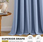 MIULEE Blackout Curtains for Bedroom 2 Panels 40 x 45 Inch Long Denim Blue | - Image 5