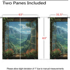 Mountain Blackout Curtains for Girls Boys Teens Home Decor, Spring Sky View Nature Forest Flower Grommet Thermal Insulated Drapes Darkening Window Curtain for Bedroom Living Room, 63 x 63 Inch