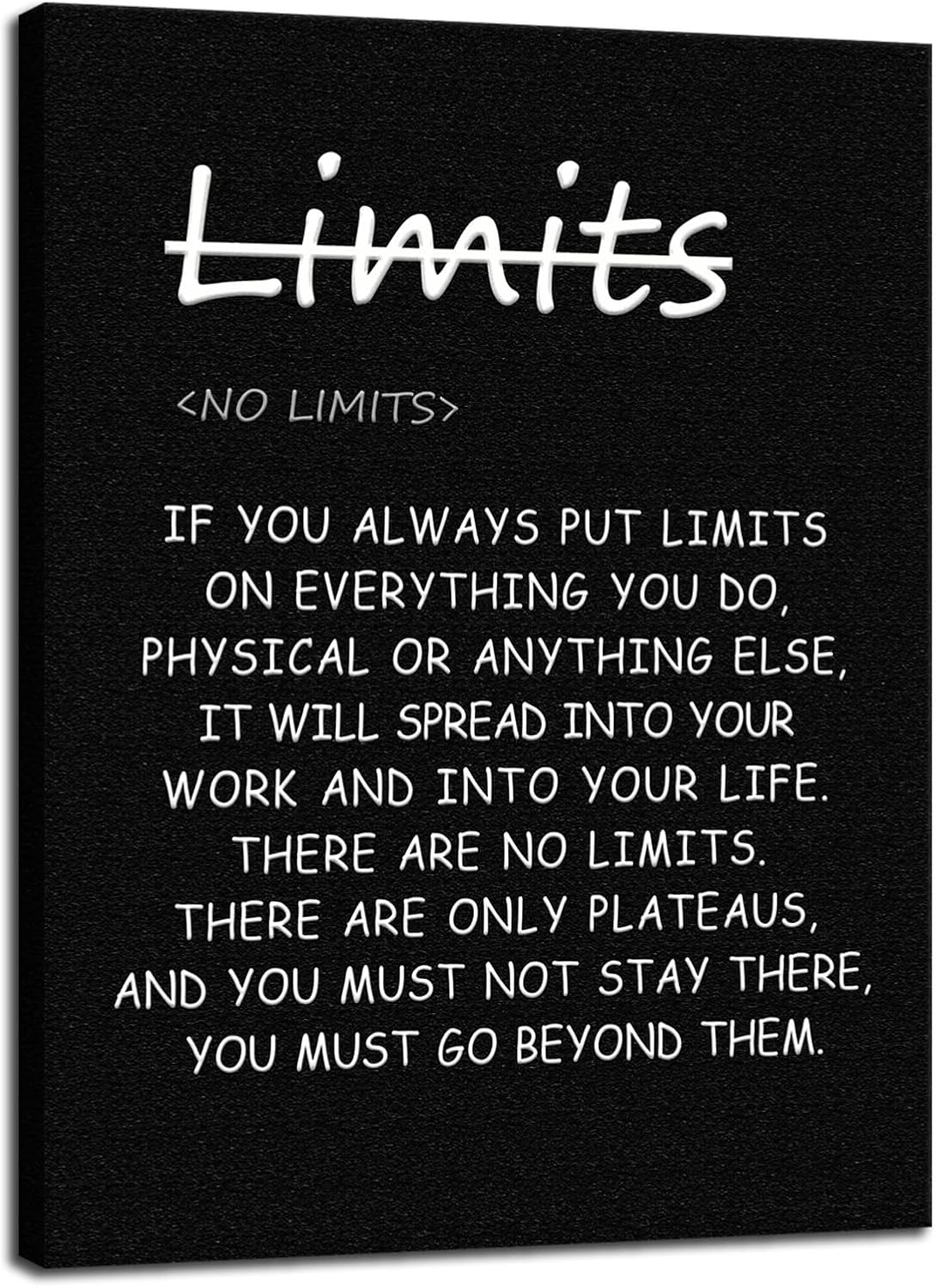 Motivational Wall Art ‘There are no limits’ from Bruce Lee's Printed Modern Artwork Inspirational Quotes Poster Canvas for Office living room Bedroom Home Decor Framed Ready to Hang[30" W X 40" H]