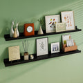 Floating Picture Ledge Shelves 55 Inch Solid Oak Wood Set of 2, Rustic Wall Storage Shelves with Lip, Kids Bookshelf, Photo & Picture Ledge Shelves for Bedroom, Living Room, Kitchen