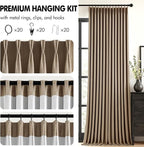 MIULEE Cafe Brown Pinch Pleated 100% Blackout Linen Curtains 40x102 Inches | - Image 8