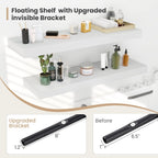 Heimlove 12 Inch Deep Floating Shelves, 12 x 12 inches Long Wall Shelf, Large Extra Display Shelf & Storage Shelf, Rustic Wood Wall Shelves for Fireplace Mantel, White - 2Pack