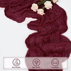 Burgundy 6 Pack Cheesecloth Table Runner 10FT Rustic Gauze Cheese Cloth Table Runner for Wedding Bridal Baby Shower Table Decor 20 x 120 Inch Long Boho Fabric Sheer Birthday Party Table Decorations