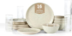 Stone Lain Dua 16-Piece Dinnerware Set Stoneware, Borosilicate Glass, White