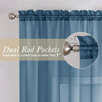 Dusty Blue Sheer Curtains 78 Inches Long 2 Panels, Light Filtering Breathable - Image 5