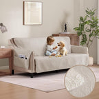 Quilted Beige Grand Sofa Couch Covers, Soft Cozy Couch Protector by Pamhaven