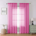 Hot Pink Sheer Curtains for Bedroom 84 Inches Long 2 Panels, Light Filtering by Lecloud