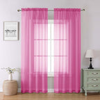 Hot Pink Sheer Curtains for Bedroom 84 Inches Long 2 Panels, Light Filtering by Lecloud
