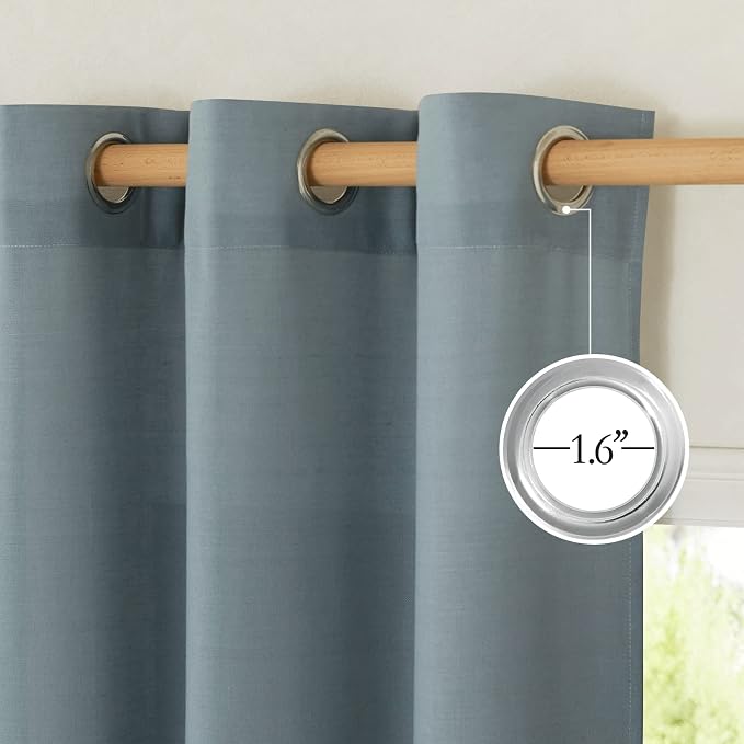 NICETOWN Stone Blue Linen Kitchen Window Curtains Over Sink, Grommet Thick - Image 5