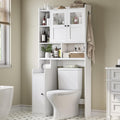 Itaar Over The Toilet Storage Cabinet, Over Toilet Bathroom Organizer with Glass Doors & Toilet Paper Holder Stand, Home Space-Saving Toilet Rack, for Bathroom, Restroom, Laundry(White)