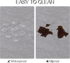 Romanstile Vinyl Placemats Set of 6-12 X 18 Inch - Heat Resistant Non-Slip Embossed Floral Place Mats 100% Waterproof Oilproof Wipeable Faux Leather Table Mats for Kitchen/Dining/Party, Grey