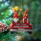 Personalized Mr & Mrs Gnome Growing Old Together Since Ornament, Custom Names Mr & Mrs Gnome Married Christmas Ornaments 2025, Wedding Anniversary Marriage Ornament Gift for Old Couple Husband Wife