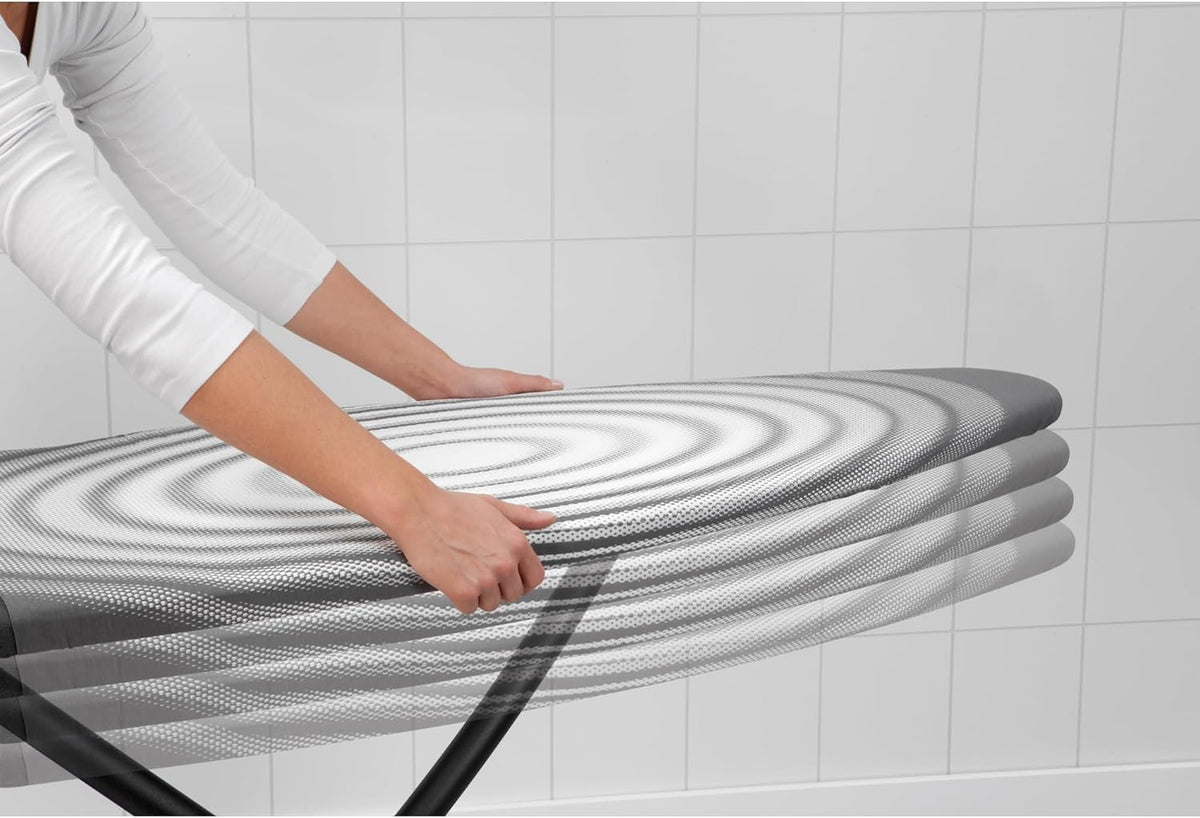 Brabantia - Ironing Board C - Extra Large Steam Unit Holder - Adjustable in Height - Non-Slip Rubber Feet - Cotton Cover with Foam Layer - Foldable XL Unit - Titan Oval - 49 x 18 inches