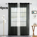 SpaceDresser Black Sheer Curtains 4 Panels Rod Pocket Semi-Sheer Curtain 72 - Image 2