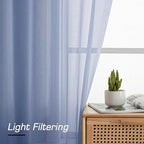 Simplebrand Denim Short Sheer Curtains 45 Inch Length - Image 2