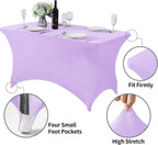 2Pack Spandex Table Cover for 4FT or 6ft or 9ft Table Universal Fitted Stretch Tablecloth for Party, Banquet, Wedding and Events-Lavender