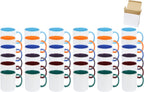 11oz White Ceramic Sublimation Coffee Mug in White Gift Box, 6 New Mixed Colors, Case of 36