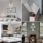 Gold 5 Light Cluster Pendant Lighting, Raindrop Chandeliers Brass Dining Room Lights Fixture, Teardrop Pendant Lights Kitchen Island, Hanging Lamp Ceiling for Entryway Foyer Staircase