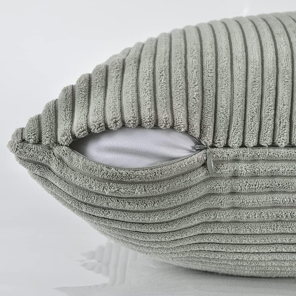 Fancy Homi 2 Packs Grey Decorative Throw Pillow Covers 20x20 Inch for Living Room Couch Bed Sofa, Rustic Farmhouse Boho Home Decor, Soft Corss Corduroy Patchwork Accent Square Cushion Case 50x50 cm