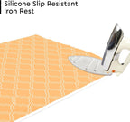 Encasa XO Ironing Mat/Pad (Large 48"x28") with 3mm Padding & Silicone Iron Rest for Steam Pressing on Tabletop or Bed - Heat Resistant, Portable, Quilting & Travel Blanket - Peach Tiles
