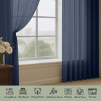 Sheer Curtains 84 Inches Long 2 Panels Set, Sheer Navy Blue Curtains - Image 3