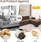 2 Pieces Sectional Couch Covers L Shaped Cover XXL Coffee | Thick Washable - Image 4