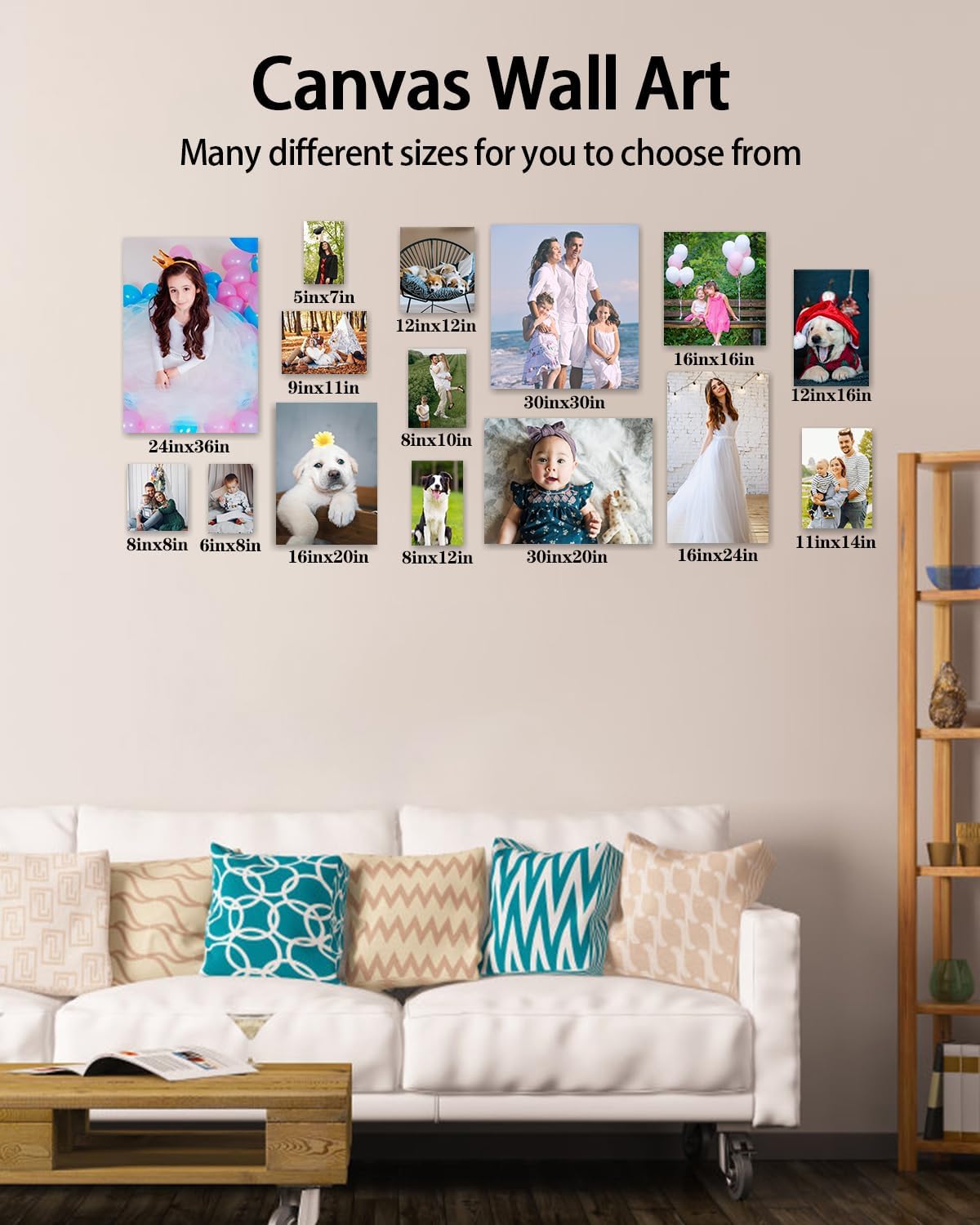 AbcCustomize Canvas Prints with Your Photos, Personalized Photo To Canvas Print for Bedroom, Living Room, Farmhouse Office Decor,Custom Canvas Wall Art for Gifts & Keepsakes, Ready to Hang