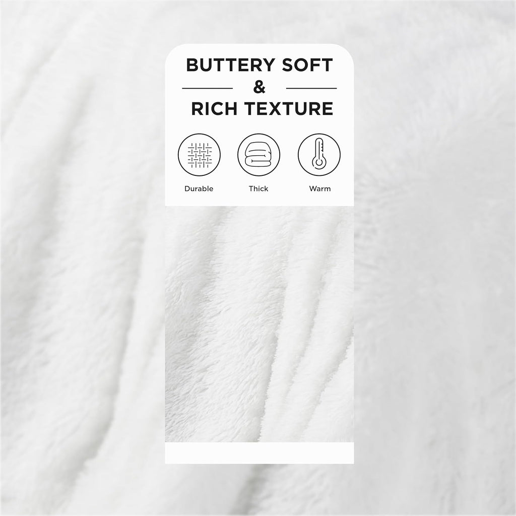 Bedsure GentleSoft Fluffy White Blankets Queen Size for Bed, Thick Sherpa Faux Fur Fleece Fuzzy Plush Winter Warm Heavy Soft Queen Blankets, Bedroom Decor White Gifts Cozy Gifts for Women Men, 90x90