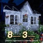 Ollny Christmas Lights Outdoor, 393FT 1200 LED IP67 Waterproof Christmas Tree Lights with 8 Modes Remote Timer, String Lights for House Yard Outside Indoor Xmas Decorations Cool White