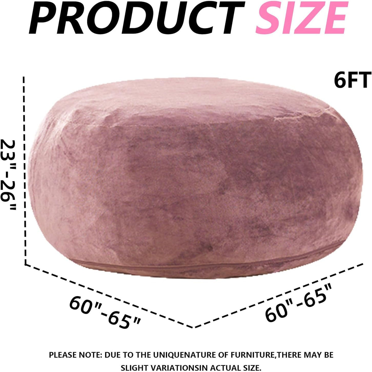 6FT,Oversized Bean Bag Chairs for Adults,Giant beanbag with Filler Included，Fluffy Memory Foam,Soft and Comfy Corduroy Fabric,Gaming Chairs Suitable for Living Room and Bedroom (Pink, 6 Foot)