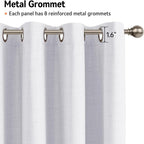 100% Blackout Linen Textured Curtains 63 Inch Long, Bright White | 100% - Image 5