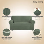 Easy-Going Stretch 4 Seater Oversized Sofa Couch Cover Greyish Green | 1-Piece - Image 4