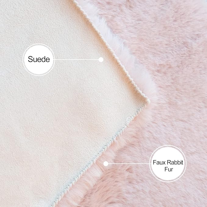 ORINOVA Pink Fuzzy Faux Rabbit Washable Fur Rug - Image 6
