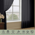 Black Sheer Curtains, Sheer Curtains 96 inches Long 2 Panels Set, Rod Pocket - Image 2