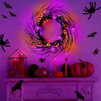 7 Ft 63 LED Halloween Willow Vine Twig Garland with 8 Modes Timer Orange Purple 21 Pumpkin Bats Lights,Halloween Garland with Waterproof Battery Operated for Indoor Wall Fireplace Decorations