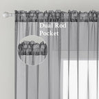 MIULEE Charcoal Grey Sheer Curtains 84 Inches Long 2 Panels, 54 X 84 Inches | - Image 2